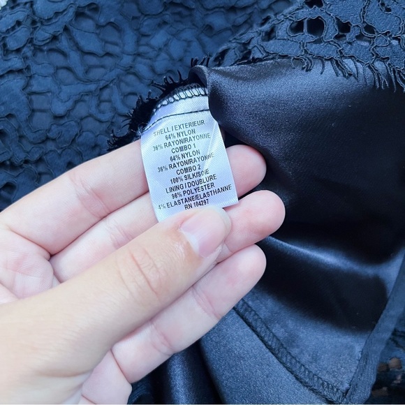 MILLY • Gabrielle Dress color block lace two tone sheath black white cocktail - Picture 10 of 14